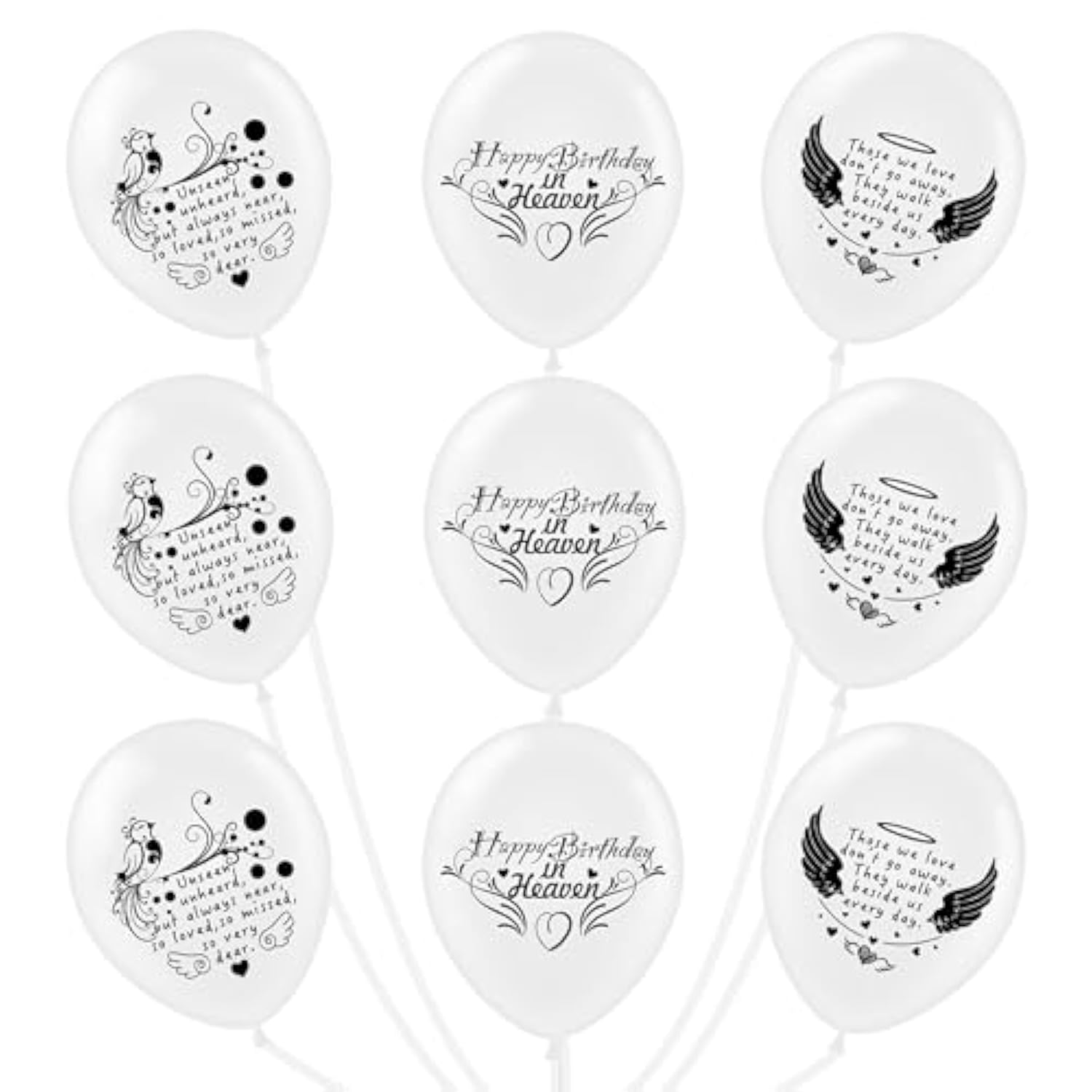 Happy Birthday In Heaven Balloons 30 Pieces 12" White Funeral Memorial Decorations Funeral Helium Remembrance Release Balloons For Condolence Funeral Anniversary Memorial (White)