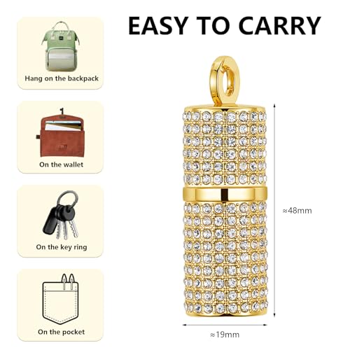 Usb Flash Drive,16Gb/32Gb/64Gb/128Gb Portable Usb2.0 Memory Stick Secure Date Storage Pendrive Thumb Drives Rhinestone Pendant With Chain (Gold, 128Gb)
