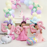 Easter Balloon Garland Kit Arch 139Pcs With Easter Egg Chicken Daisy Bunny Head Hoop Pastel Pink Letter Foil Balloons For Spring Big Resurrection Day He Is Risen Birthday Baby Shower Party Decorations