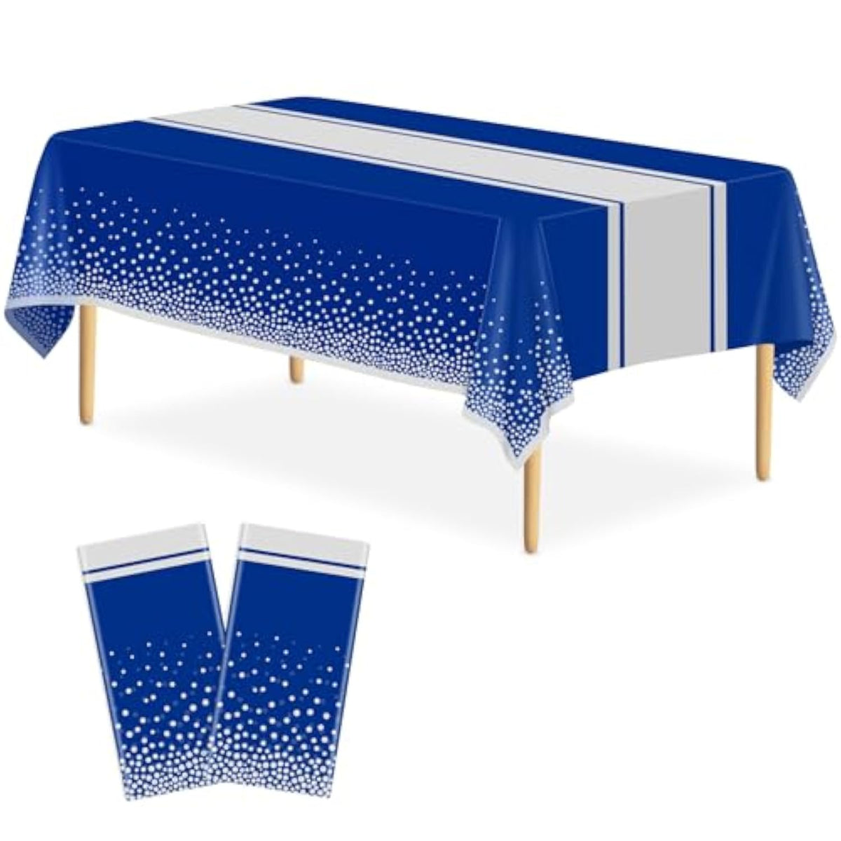 2 Pack Blue And Silver Tablecloth Party Decorations Plastic Blue Tablecloth Printed Silver Table Runner 54 X108 Inch Disposable Rectangle Table Cover For Birthday Wedding Graduation