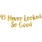 95 Never Looked So Good Gold Glitter Banner - 95Th Birthday Party Decorations