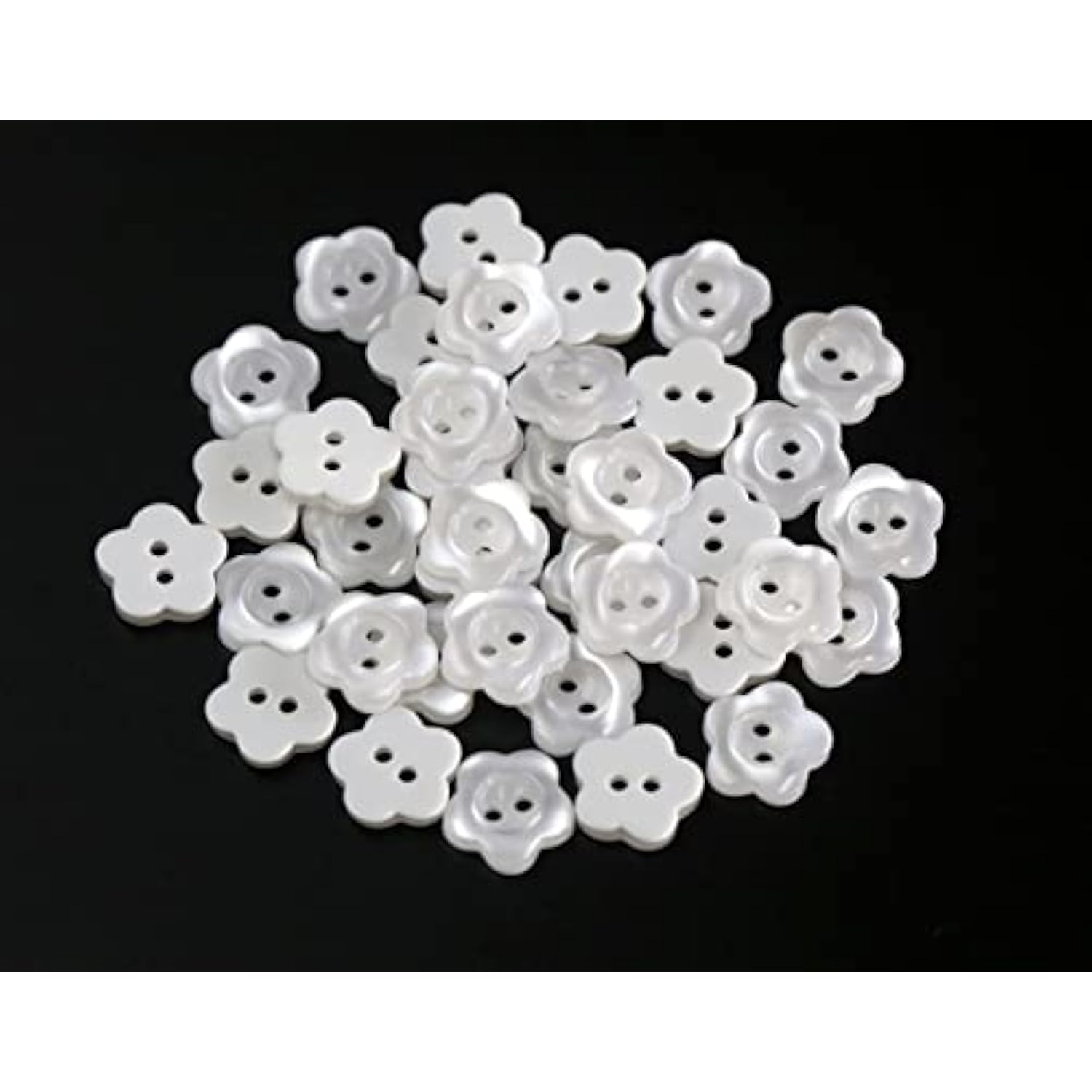 Flower Shape Buttons 11Mm(0.44 Inch)Translucent White Resin Button For