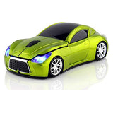 Ai5G Race Car Mouse Wireless Sports Car Shaped Mouse 2.4Ghz Led Light Shining Surface Decoration Desktop Laptop Computer Mice Optical (Green)