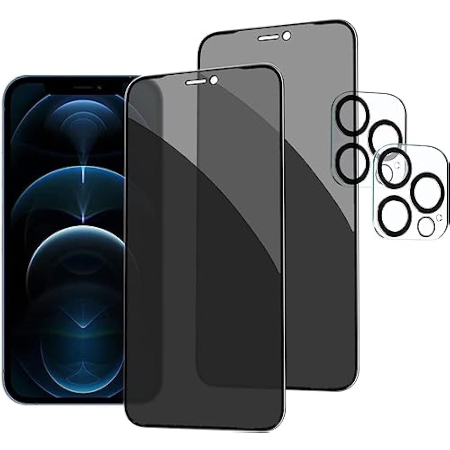 2+2 Pack iPhone 12 Pro Max Privacy Screen & Camera Protector 6.7 Inch 9H