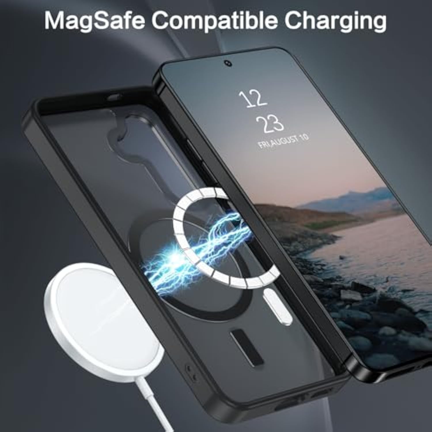 Magnetic For Samsung Galaxy S24 Plus Case [Compatible With ] Translucent Matte Slim Thin Shockproof Anti-Yellow Women Men Protective Phone Cases Cover For Samsung S24 Plus 6.7", Black