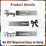 She'S Tying The Knot Banner & Black Bow Garland, Bow Bridal Shower Engagement Wedding Party Decorations For Women Black Glitter