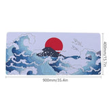 Japanese Wave Gaming Mouse Pad, Extended Large Non-Slip Desk Mat With Stitched Edges, For Office Home, 35.4 X 15.7 Inch(Pink)