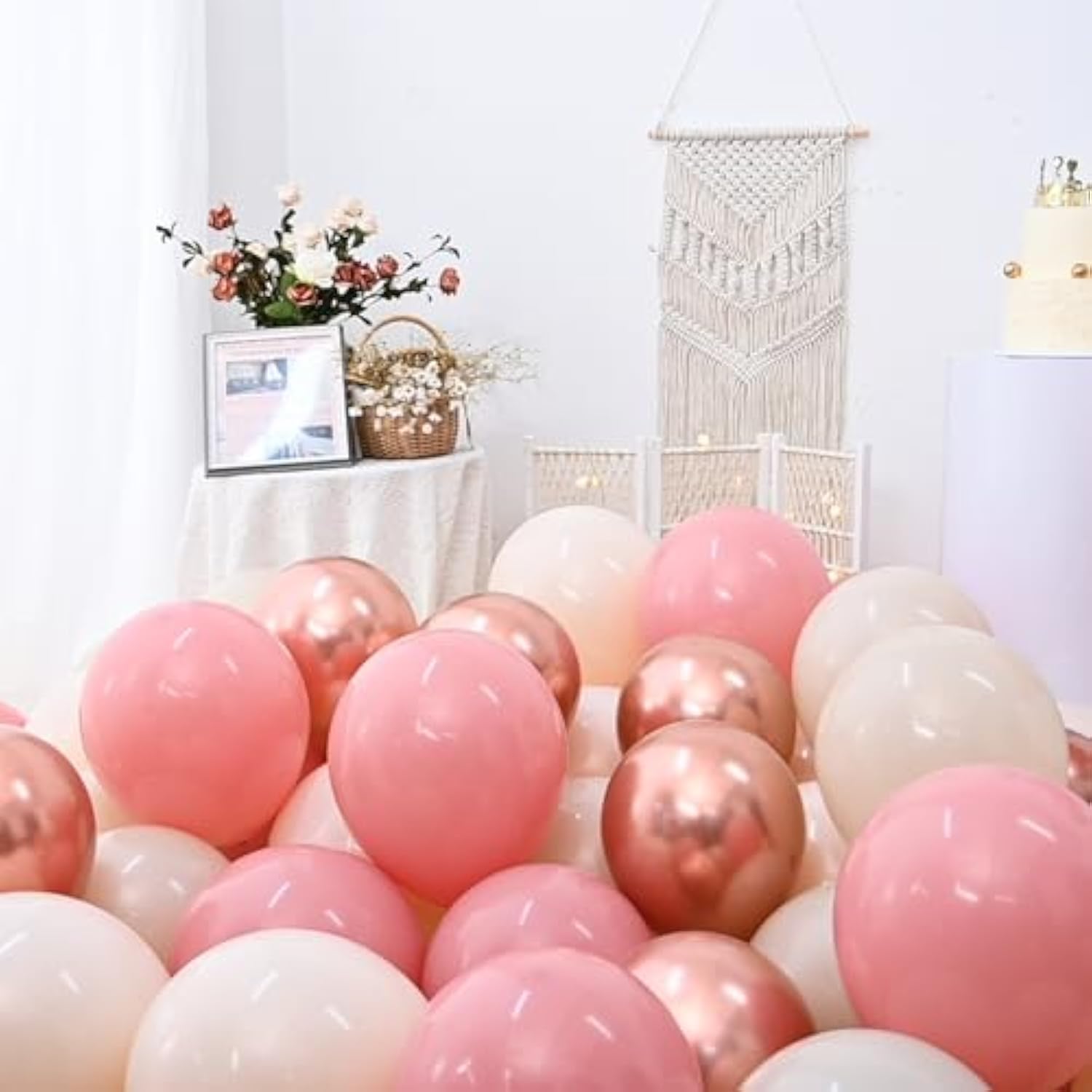 60 Pcs Blush Pink Balloons, Retro Nude Beige & Rose Gold Set for Parties & Showers