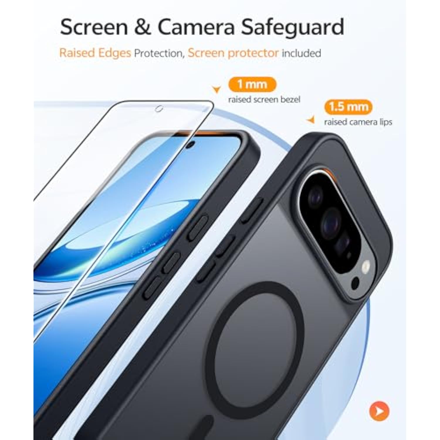 For Google Pixel 9 Case: Google Pixel 9 Pro Magnetic Matte Shockproof Rugged Translucent Phone Cover - Grade Drop Proof Sturdy Hard Slim Protective Cases (Black/6.3 Inch)