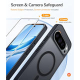 For Google Pixel 9 Case: Google Pixel 9 Pro Magnetic Matte Shockproof Rugged Translucent Phone Cover - Grade Drop Proof Sturdy Hard Slim Protective Cases (Black/6.3 Inch)