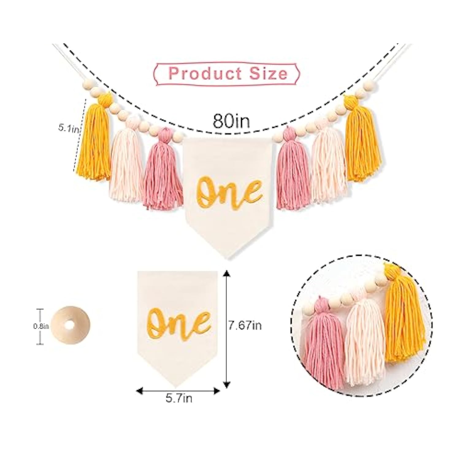 Boho Sun Yarn Tassel Garland Banner - Sunshine 1St Birthday Decoration, First Trip Around The Sun High Chair Tassel Garland