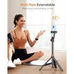 Newest iPhone Tripod Stand, EUCOS 62" Phone Tripod&Selfie Stick with Remote Shutter for Video Recording