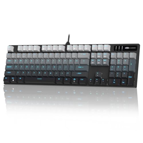 Mechanical Gaming Keyboard, 104 Keys Blue Backlit Keyboards With Brown Switches & Double-Shot Keycaps, Usb Wired Mechanical Computer Keyboard For Laptop, Desktop, Pc Gamers (Black & Gray)