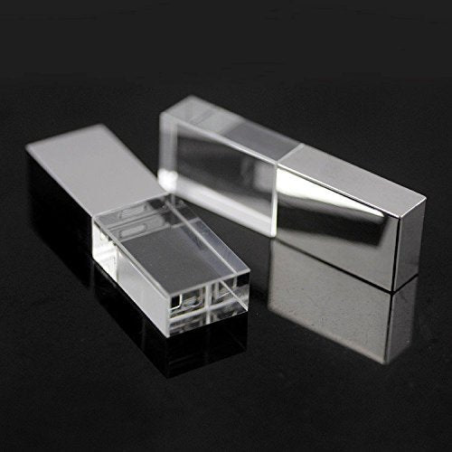 New Crystal Transparent Rectangle Genuine Usb Flash Drive 3.0 Wedding Gift Pen Drive,Memroy Stick,Silver (32, Gb)