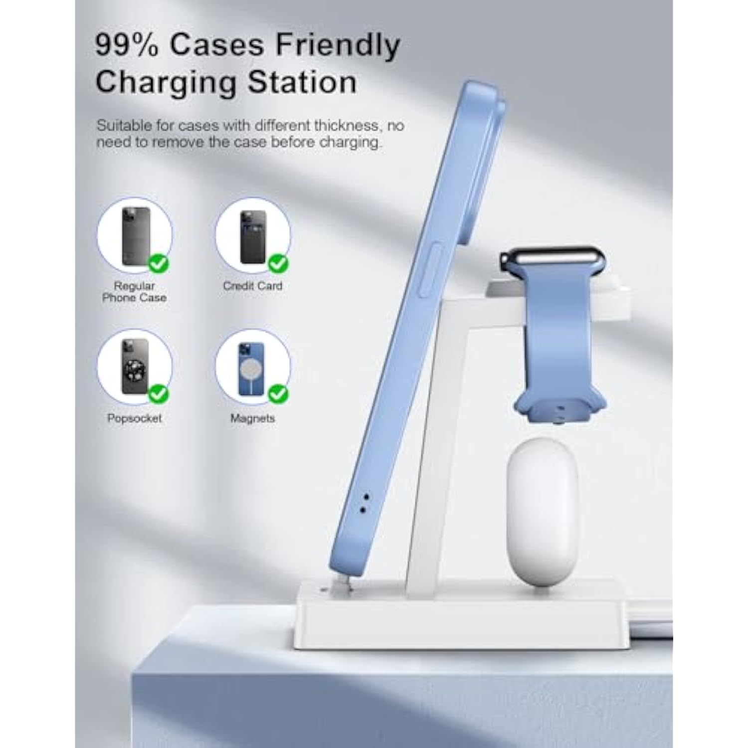 30W Fast Charging Station For Multiple Devices - 3 In 1 Charger Stand For Apple Watch Series 8/7/6/5/4/3/2/Se Charging Dock For Airpods Iphone 14/13/12/11 Pro X Max Xs Xr 8 7 Plus(Not For 15/16)