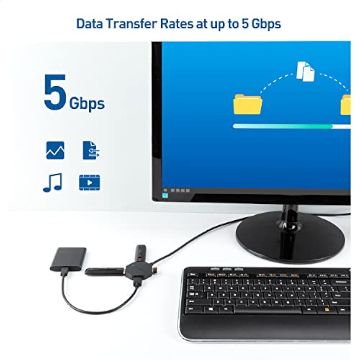 Cable Matters Ultra Mini 4 Port USB Hub with Long 4 ft Extension Cable Tail (U