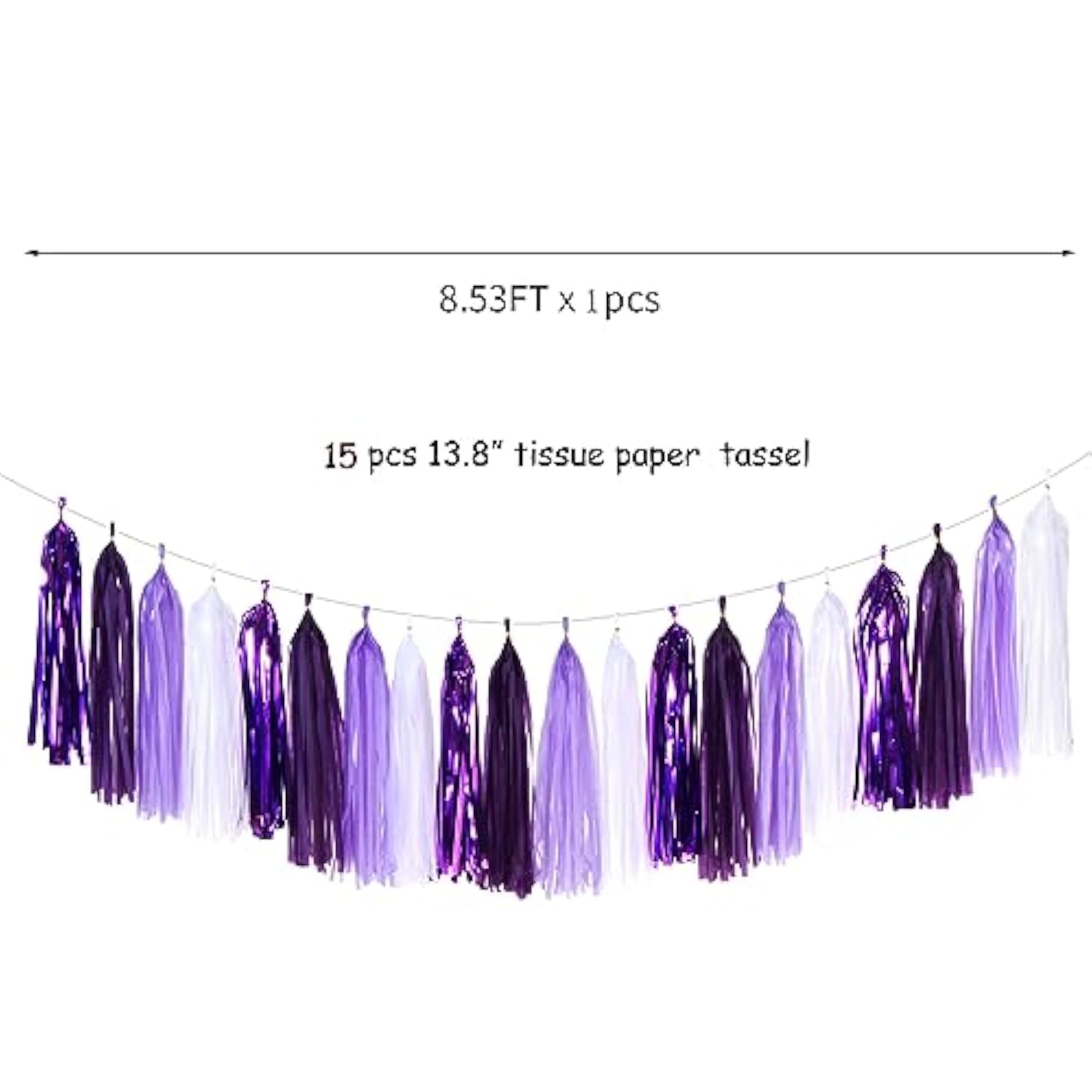 Purple White Lavender Party-Decorations Tassel-Garland - 20Pcs Women Girl Birthday Supplies Tassels, Baby Bridal Shower Wedding Engagement Bachelorette Graduation Decor