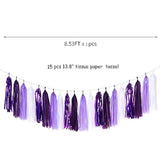Purple White Lavender Party-Decorations Tassel-Garland - 20Pcs Women Girl Birthday Supplies Tassels, Baby Bridal Shower Wedding Engagement Bachelorette Graduation Decor