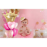 6pcs Pink Balloons with Gold Crown Foil for Girls Birthday or Baby Shower Decor