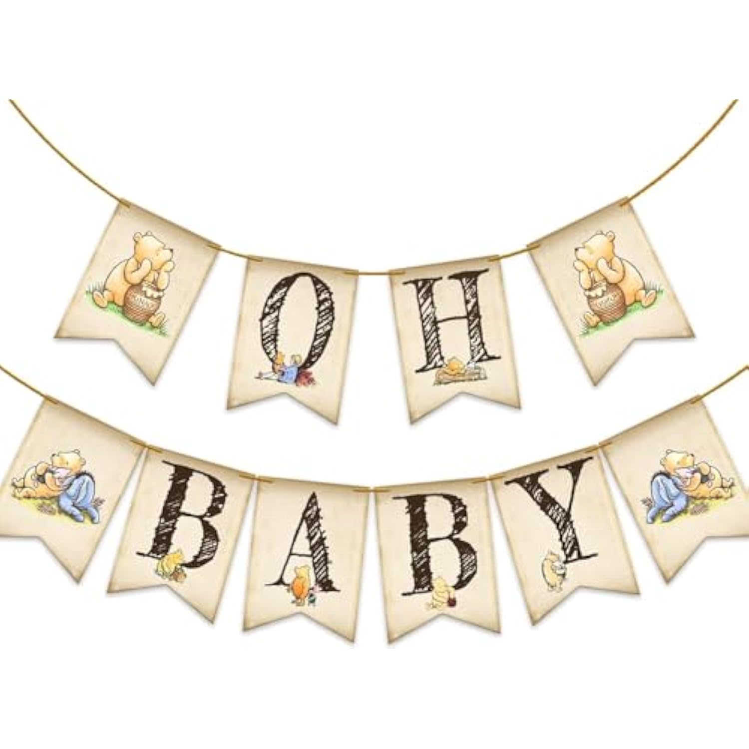 Classic Winnie Oh Baby Banner For Baby Shower Decorations Pooh First Birthday Supplies Bear Banners
