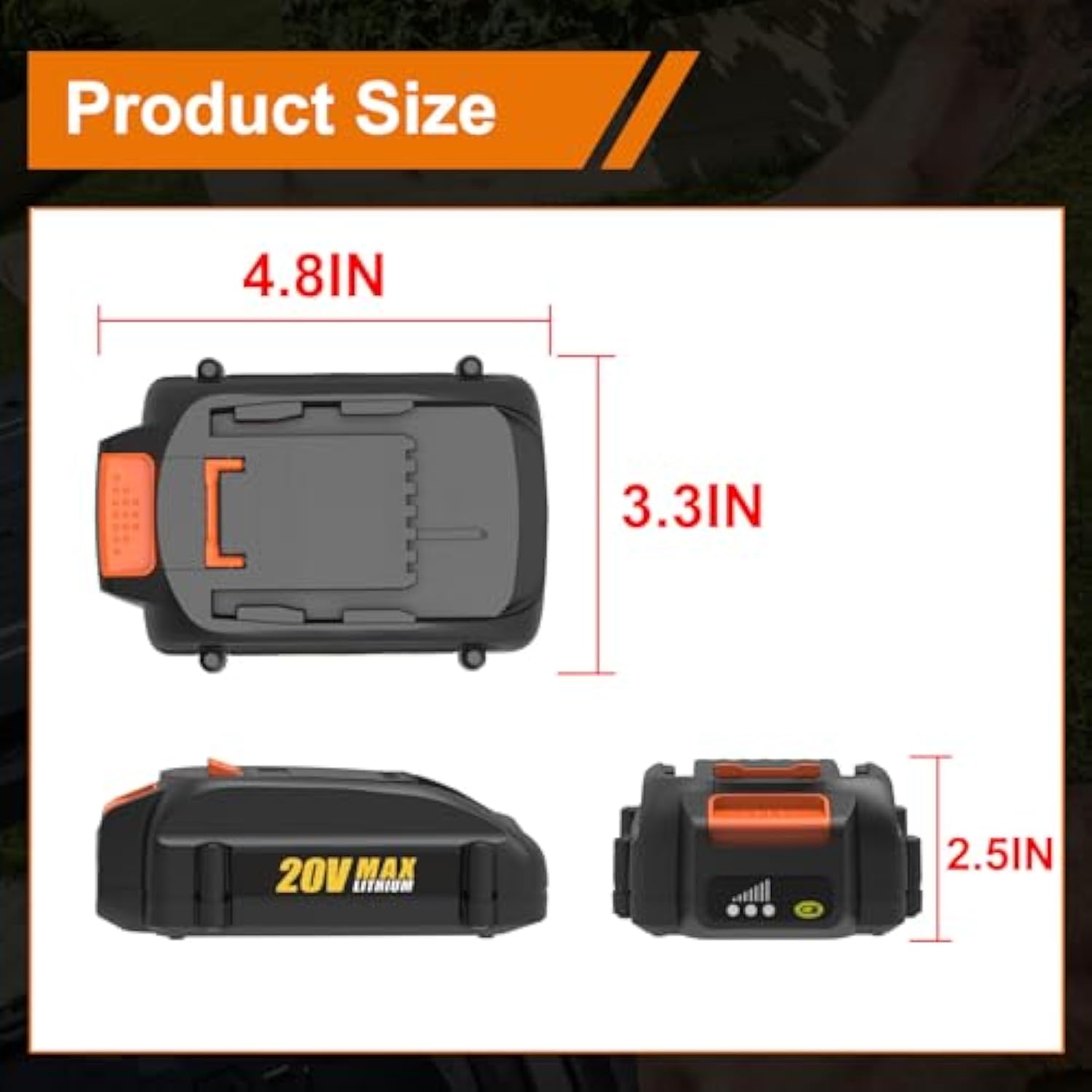 2Packs Wa3525 20V Lithium Battery 4.0Ah Replacement For 20V Battery Wa3578 Wa3575 Wa3520 Compatible With Battery 20V