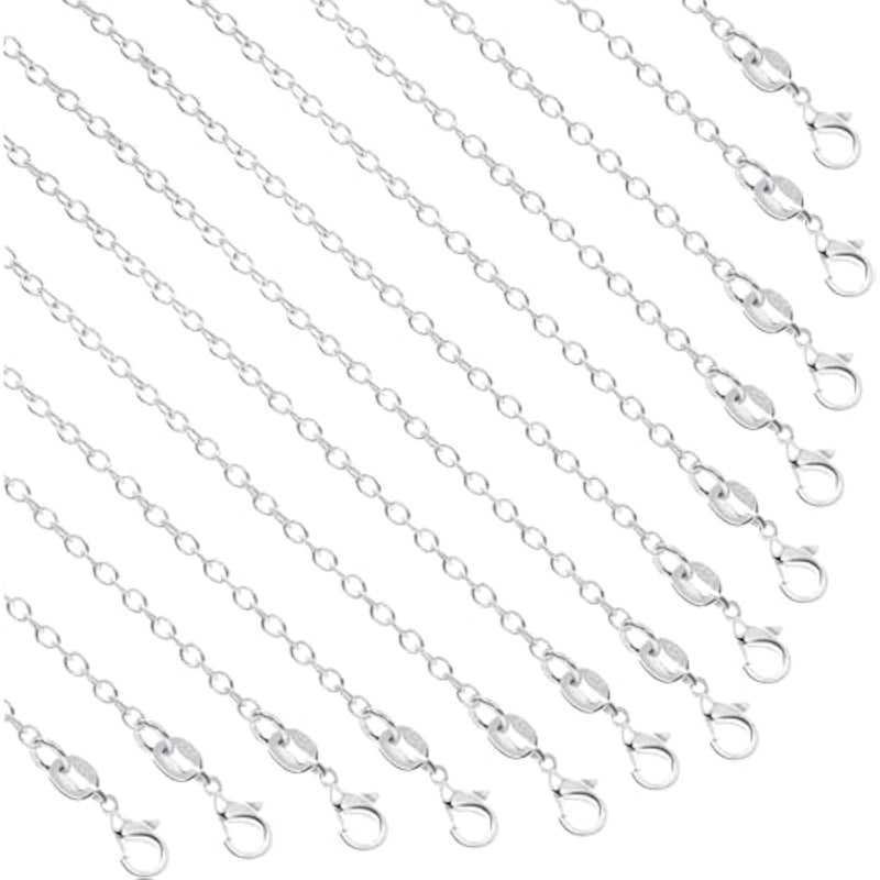 50 Pack Necklace Chains Bulk Silver Plated Necklace Chain Silver Chain Necklaces For Diy Jewelry Making Supplies, 1.2Mm 18 Inches