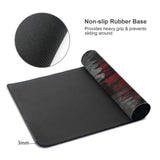 Japanese Mouse Pad Xxl 35.4 X 15.7 Inch Black Red Design Style Extended Large Gaming Mousepad Keyboard Full Desk Mat Non-Slip Rubber Base Stitched Edges For Home Office