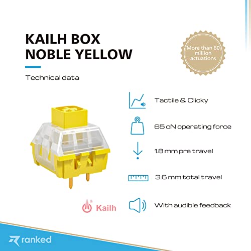Kailh Box Key Switches For Mechanical Gaming Keyboards | Plate Mounted (Kailh Box Noble Yellow, 90 Pcs)