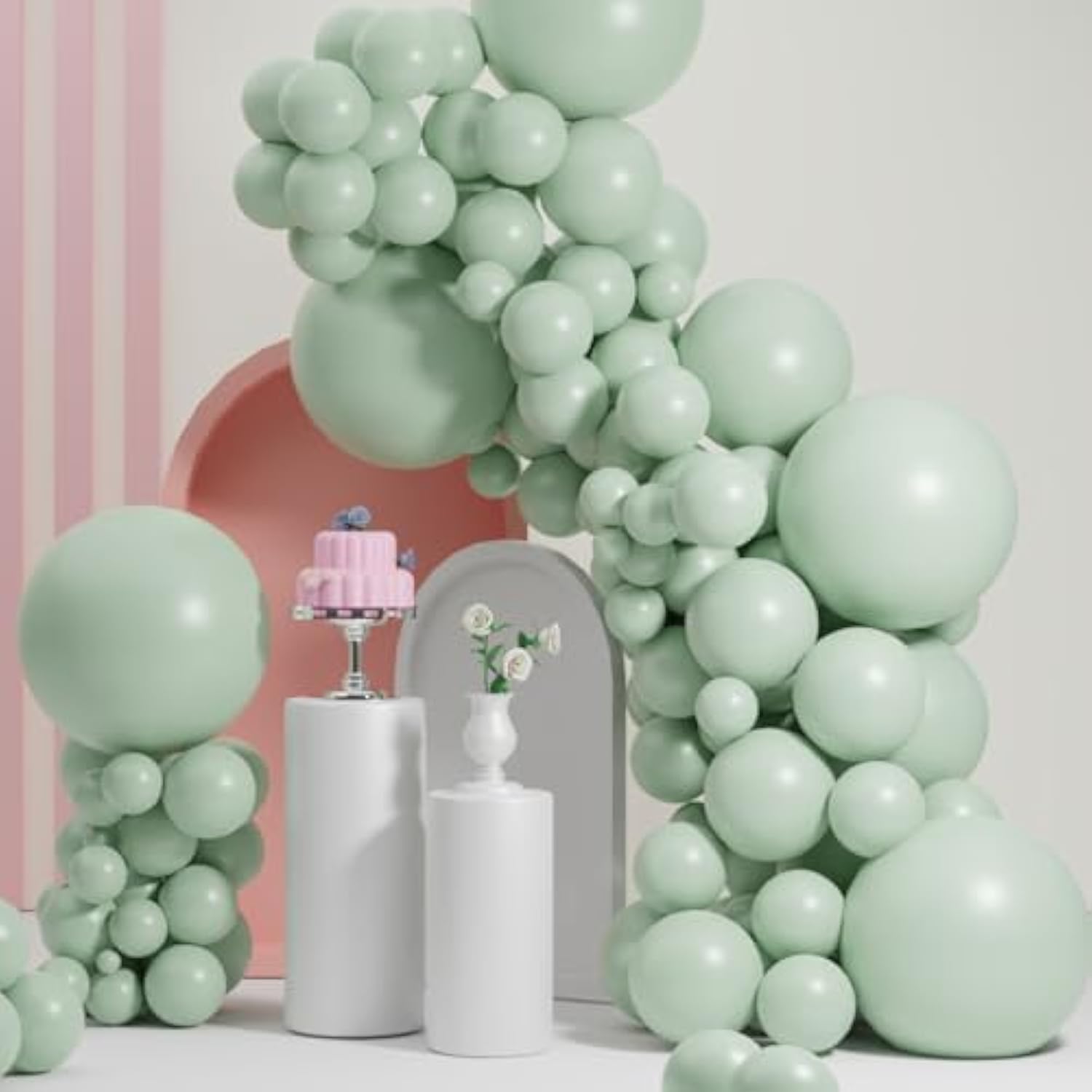 Dusty Green Balloons, Light Green Balloons Different Sizes 18 12 10 5 Inches, Green Balloon Garland Arch For Birthday Baby Shower Graduation Wedding Anniversary Party Decorations(Dustygreen)