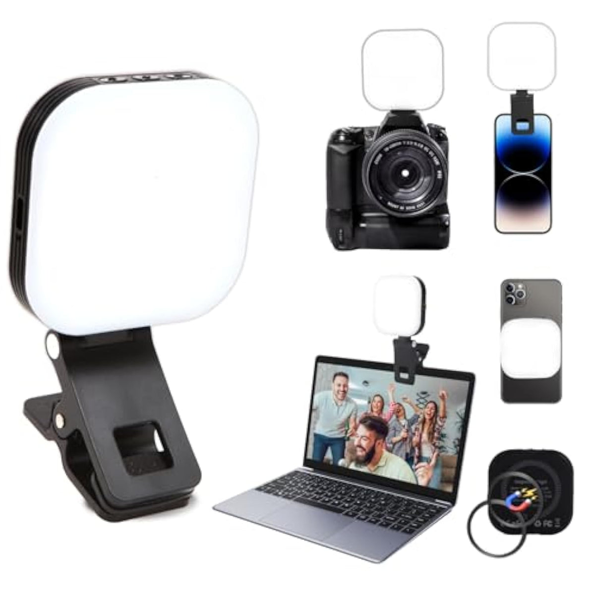 Video Conference Light Rechargeable With Clip Suitable For Phone, Tablets,Laptops,Cameras With 3 Light Modes And 5 Brightness Levels,Suitable For Selfie,Makeup,Video Conferencing Live Streaming