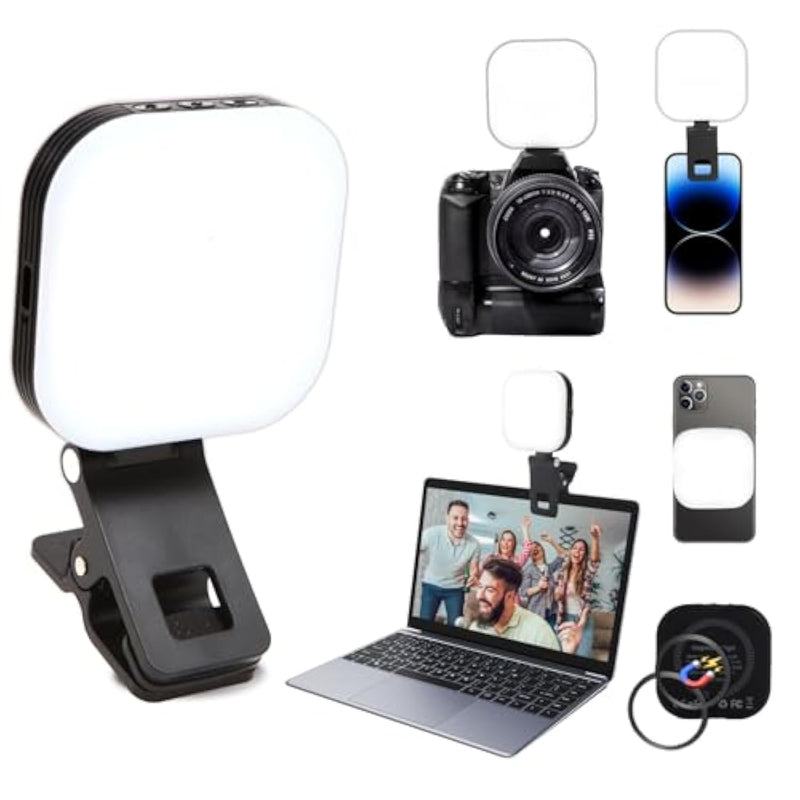 Video Conference Light Rechargeable With Clip Suitable For Phone, Tablets,Laptops,Cameras With 3 Light Modes And 5 Brightness Levels,Suitable For Selfie,Makeup,Video Conferencing Live Streaming