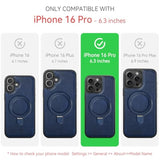 For Iphone 16 Pro Case With Stand Compatible With Magsafe Slim Pu Leather & Durable Tpu Drop Proof Magnetic Kickstand Protective Phone Cover With Tempered Glass Screen Protector 6.3", Blue