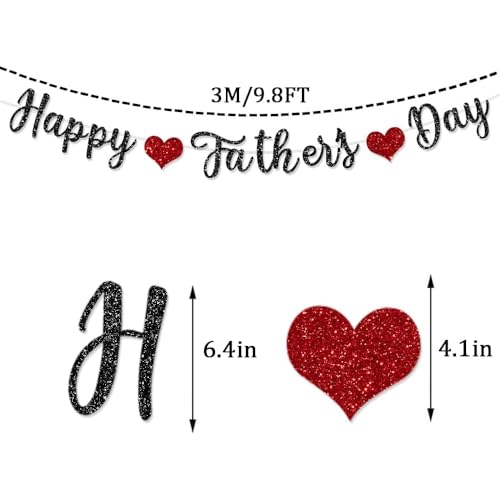 Happy Father's Day Decorations Banner Glitter Black