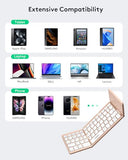 Foldable Bluetooth Keyboard With Touchpad - Portable Wireless Keyboard With Holder, Rechargeable Full Size Ultra Slim Pocket Folding Keyboards For Android Windows Ios Tablet & Laptop - Pink