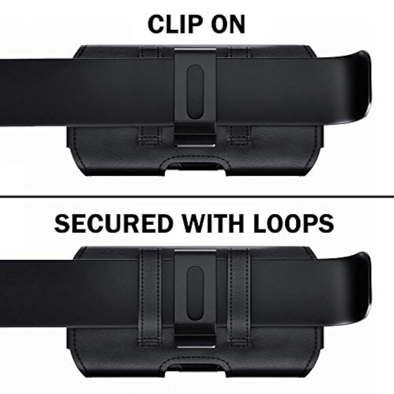 Universal Cell Phone Belt Holder Case with Clip for iPhone 17, 17 Pro, 16 Pro, 16e, 15, 15 Pro, 14, 13, 12, 11, Xs, 10, X, XR - Black