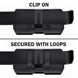 Universal Cell Phone Belt Holder Case with Clip for iPhone 17, 17 Pro, 16 Pro, 16e, 15, 15 Pro, 14, 13, 12, 11, Xs, 10, X, XR - Black