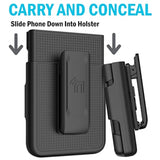 Case With Clip For Galaxy Z Flip 3 5G, Nakedcellphone [Grid Texture] Slim Hard Shell Cover And [Rotating/Ratchet] Belt Hip Holster Holder Combo For Samsung Z Flip3 Phone (Smf711, 2021) Black