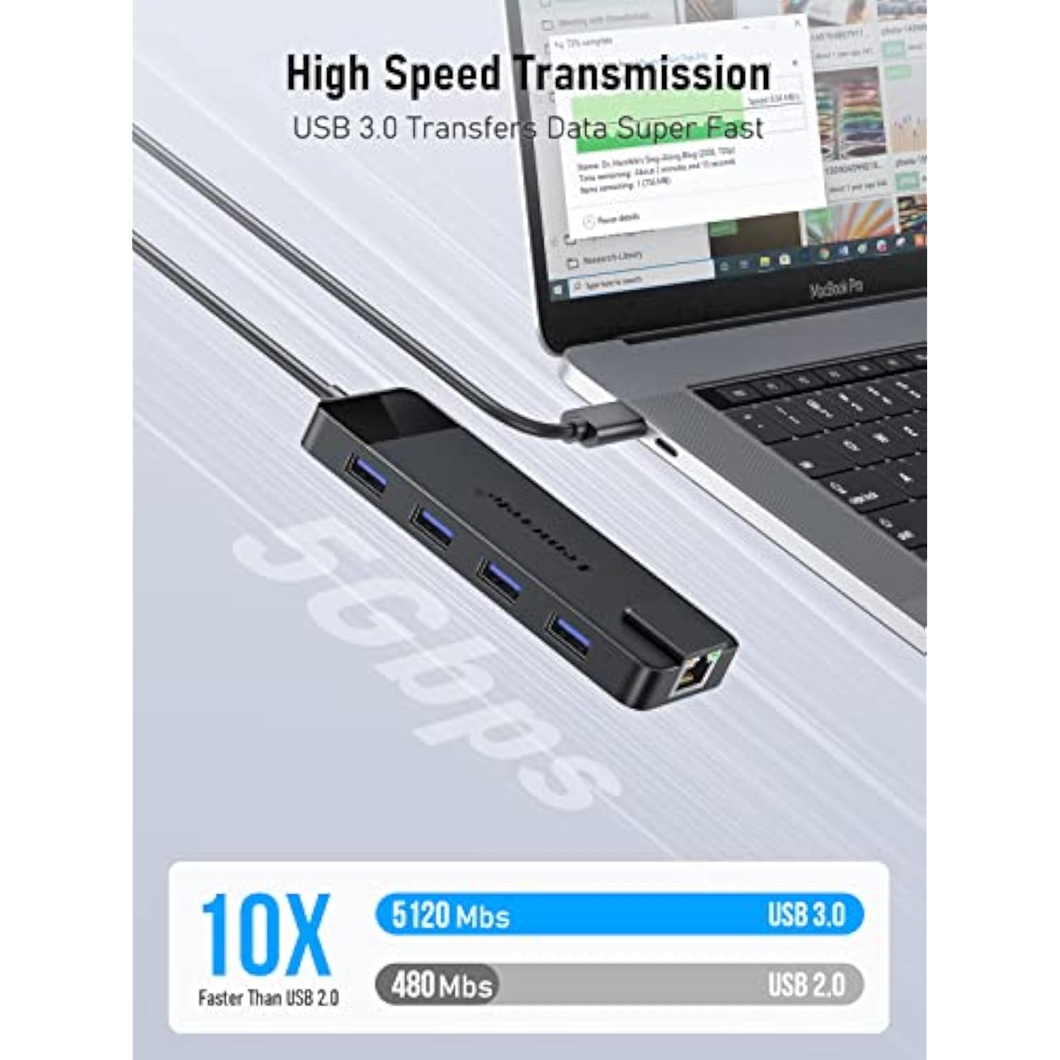 Usb C Hub Multiport Adapter 10-In-1 Usb C Dongle For Macbook Pro Air, Gigabit