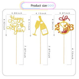 12 Pcs Gold Red Happy New Year 2026 Centerpiece Sticks