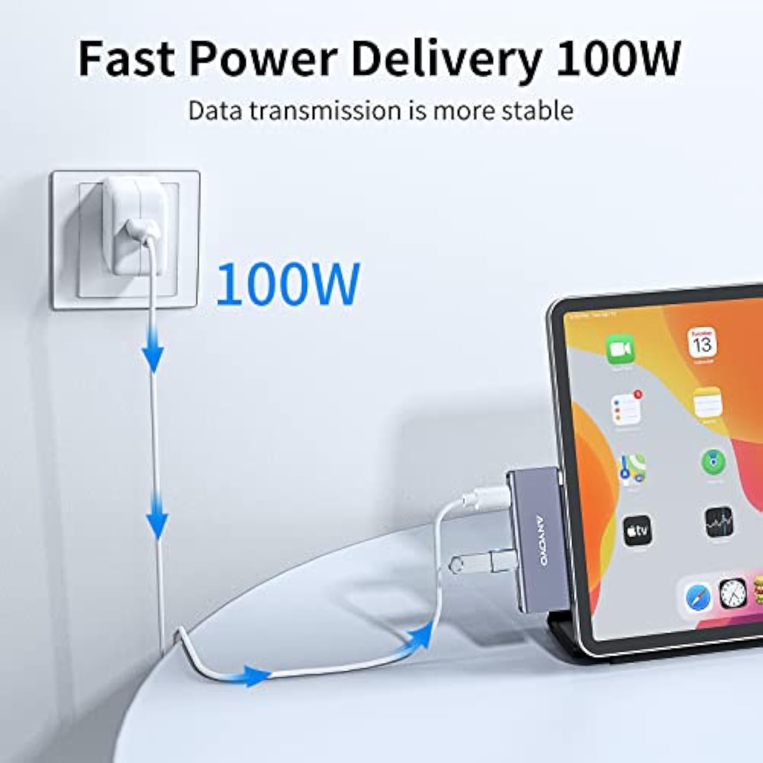 Usb C Hub,4 Port Usb-C To Usb-C Hub With 3 Usb 3.2 Gen2 Ports(10Gbps),1 100W P