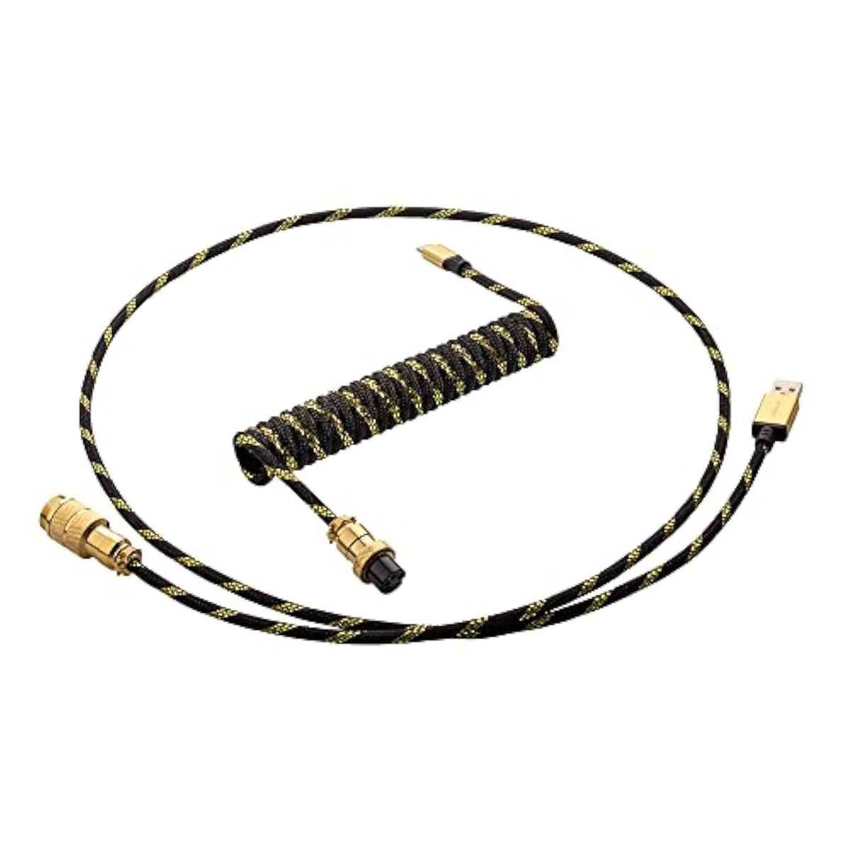 CableMod Pro Coiled Keyboard Cable (Midas Foil Black, USB A to USB Type C, 150