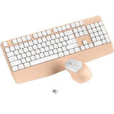 Wireless Keyboard And Mouse Combos, Retro Keyboard And Mouse Wireless 104 Keys Full Size, 2.4Ghz Connection And Optical Mouse For Windows, Mac, Pc, Laptop For Home And Office (White Milk Tea)