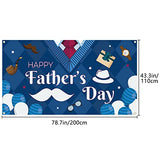 Happy Father's Day Banner, Dark Blue Suit Theme Backdrop Banner 78 x 43 Inch Large Size Father Background Wall Decoration Father's Day Party Decoration Supplies
