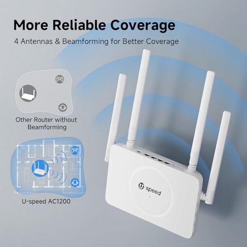 Ac1200 Wifi Router Dual Band Wireless Internet Router, Speed Up To 1.2 Gbps, 4 X 1000 Mbps Gigabit Ethernet Ports, Bridge/Repeater Mode, Guest Network, Ipv6, Easymesh, Parental Controls