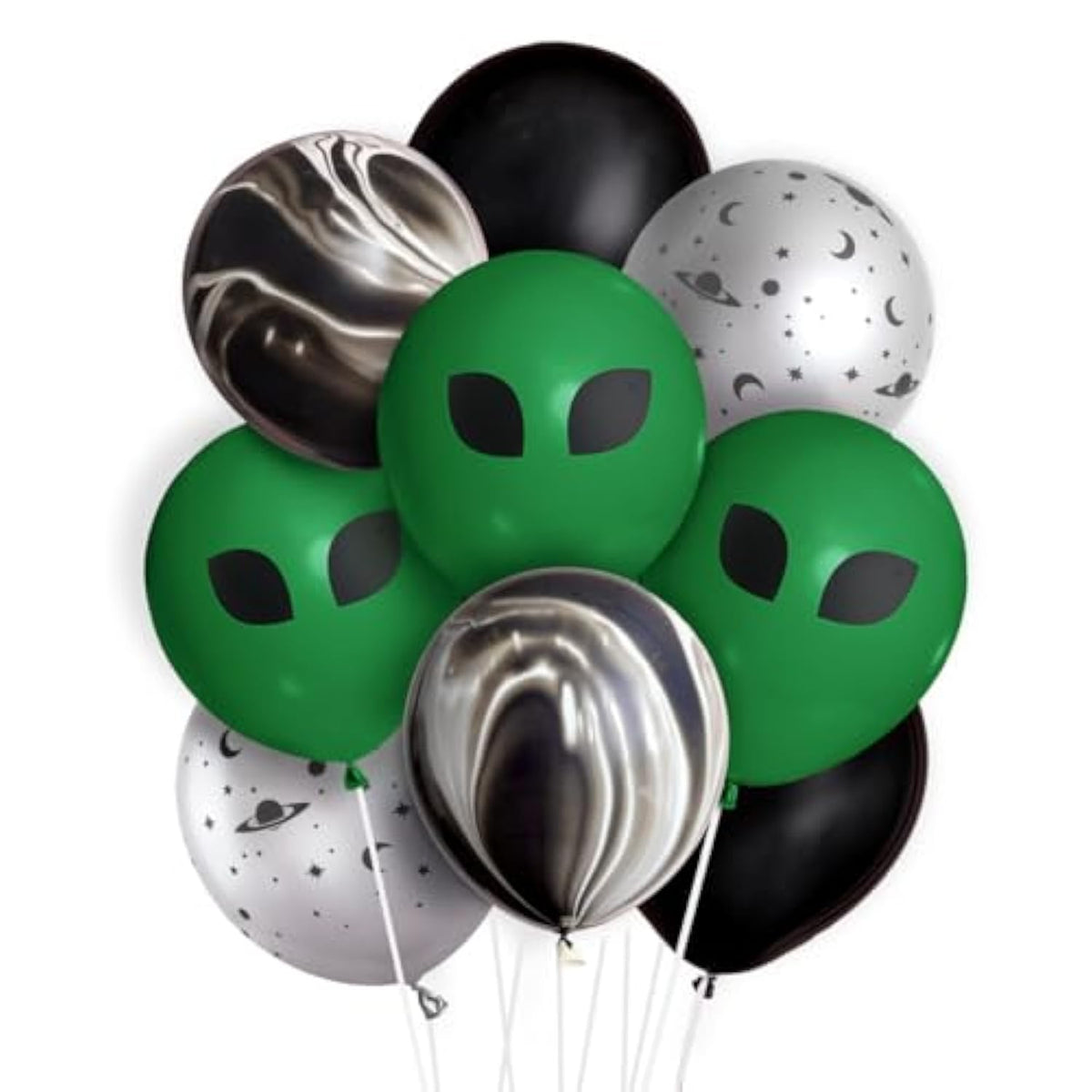 Xo, Space Alien Party Balloons - 24 Pk, 12" | Martian Kids Decorations, Ufo Birthday Supplies, Astronaut Bday Accessories, Galaxy Decor