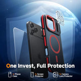 3 In 1 For Iphone 17 Pro Max Case, [Omni-Directional Protection] With 1X Screen Protector + 1X Camera Cover, [Seamless Work With Magsafe] Protective Magnetic Case For Iphone 17 Pro Max Red