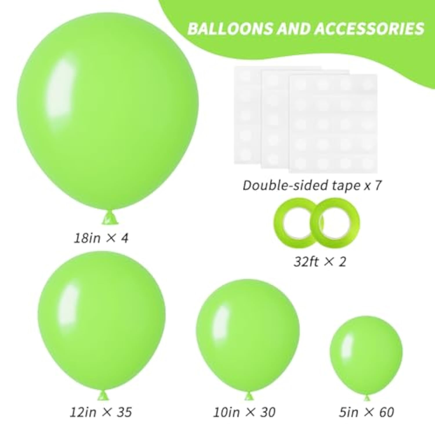 Lime Green Balloons 129Pcs Light Green Balloons 18 12 10 5 Inch Fruit