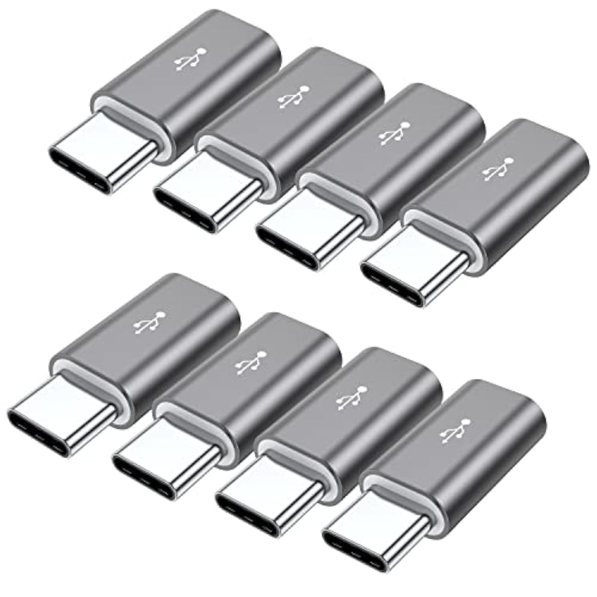 Micro Usb To Usb C Adapter,8-Pack Aluminum Usb Type C Adapter Convert Connector Compatible With Samsung Galaxy S10 S9 S8 Plus Note 9 8, Lg V40 V35 V30 V20 G7 G6,Pixel 2 Xl,Moto Z2 Z3(Gray)