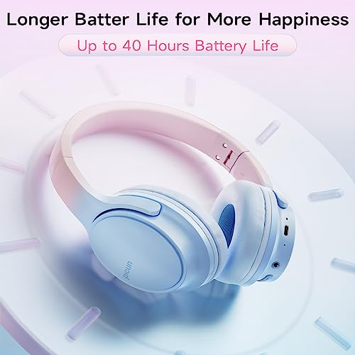 Bluetooth Headphones Over Ear, Foldable & Lightweight Noise Cancelling Headphones with HiFi Stereo HD Microphone 40H Playtime, Wireless Headphones