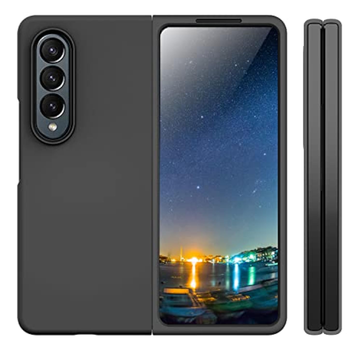 For Samsung Galaxy Z Fold 3 Case - Liquid Silicone Dual Layer Hybrid Hard Pc Soft Silicone Slim Fit Protective Phone Case For Women & Men, Black